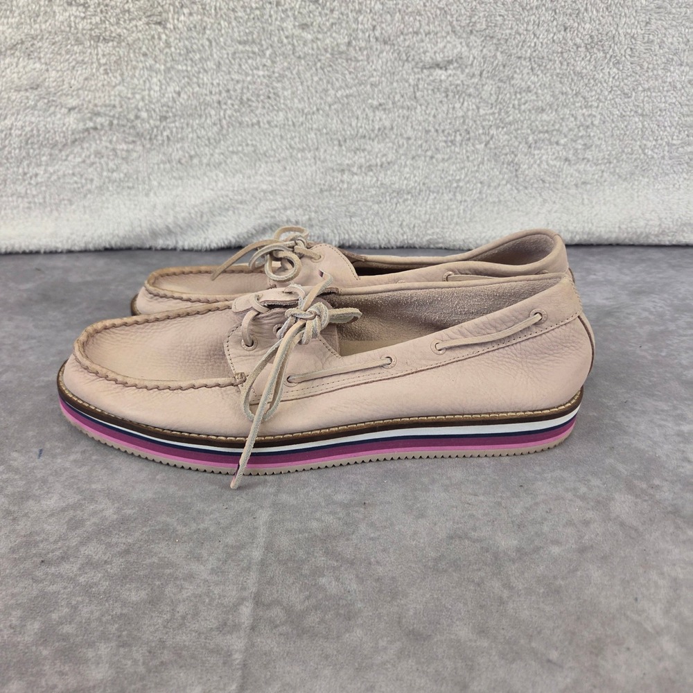 Sperry Top-Sider Womens Pink Leather Striped Platform Boat Shoes STS87118 Sz 12